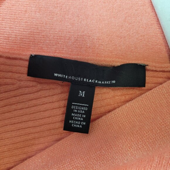 WHBM Women's Medium Pullover Sweater V Neck Braided Back Coral Orange - Picture 3 of 4